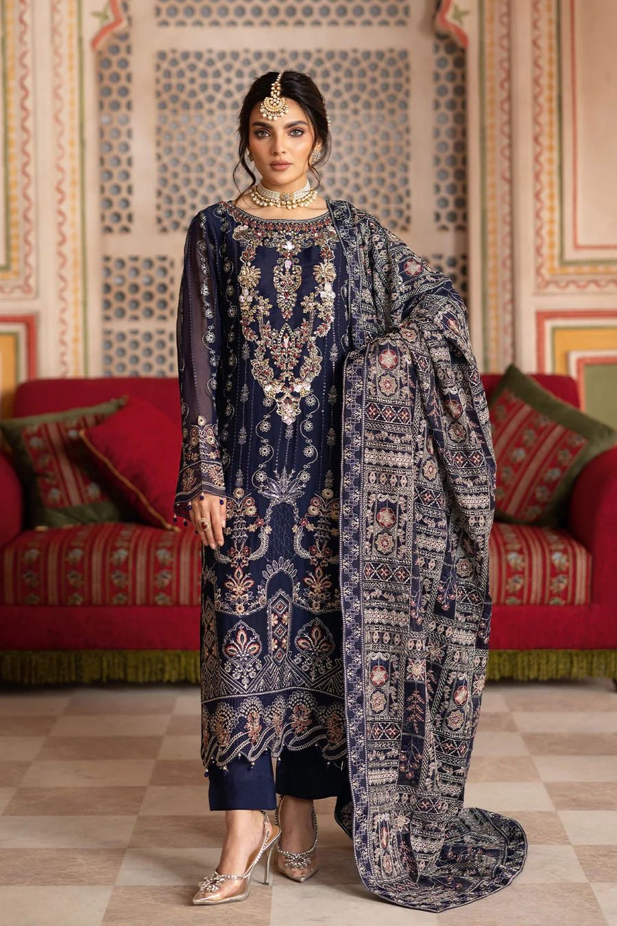 RAMSHA EMBROIDERED CHIFFON - 3 PC UNSTITCHED