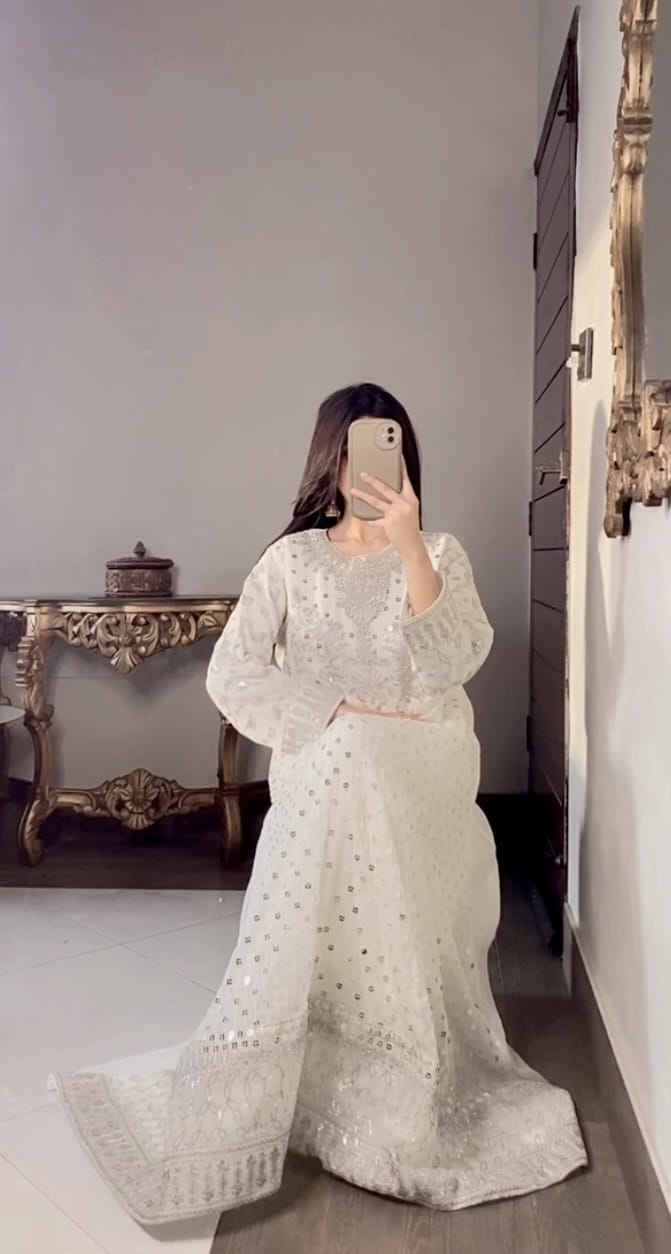 HOORAIN’S PRET LUXURY EMBROIDERED CHIFFON FROCK - 3 PC STITCHED