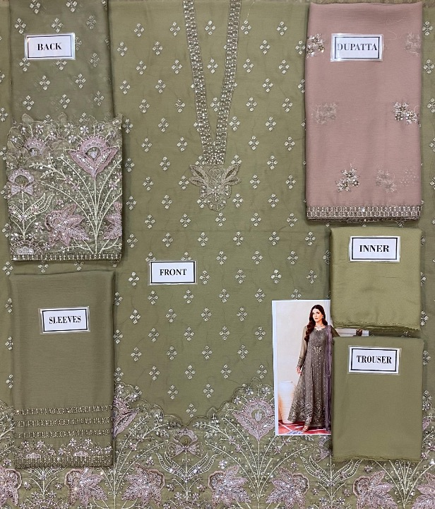 FLOSSIE LUXURY EMBROIDERED CHIFFON - 3 PC UNSTITCHED