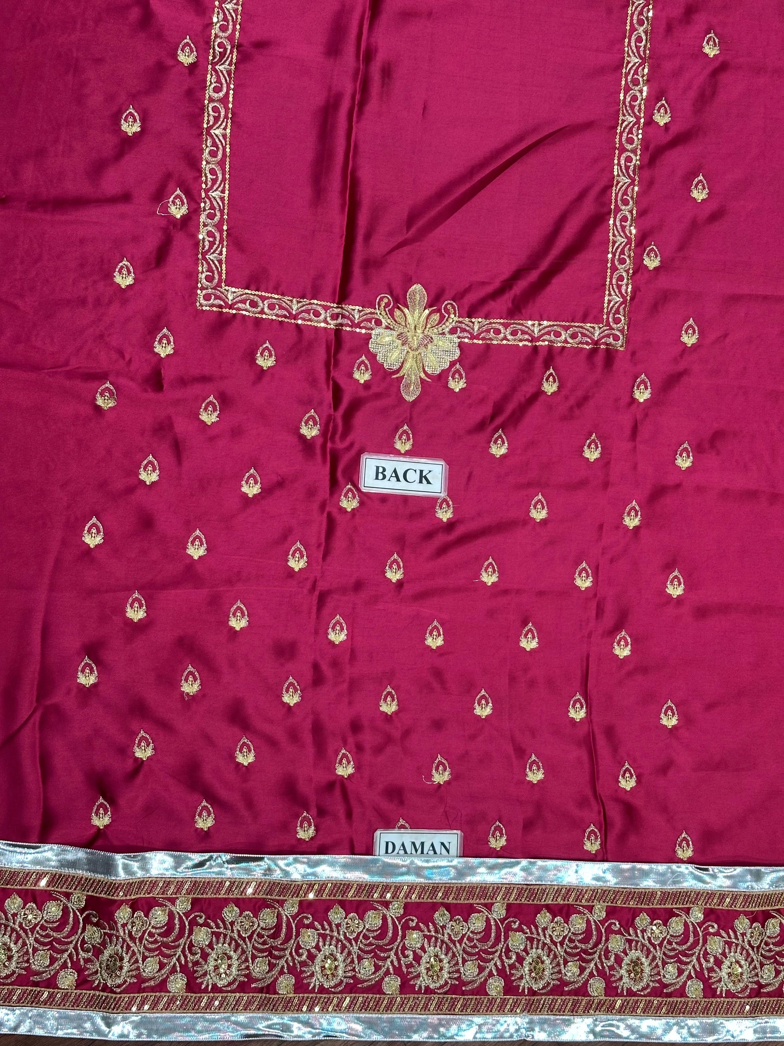 EMBROIDERED SILK DRESS - 3 PC UNSTITCHED