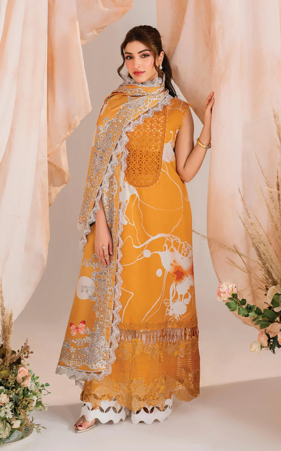 ASIFA NABEEL PRINTED EMBROIDERED LAWN - 3 PC UNSTITCHED