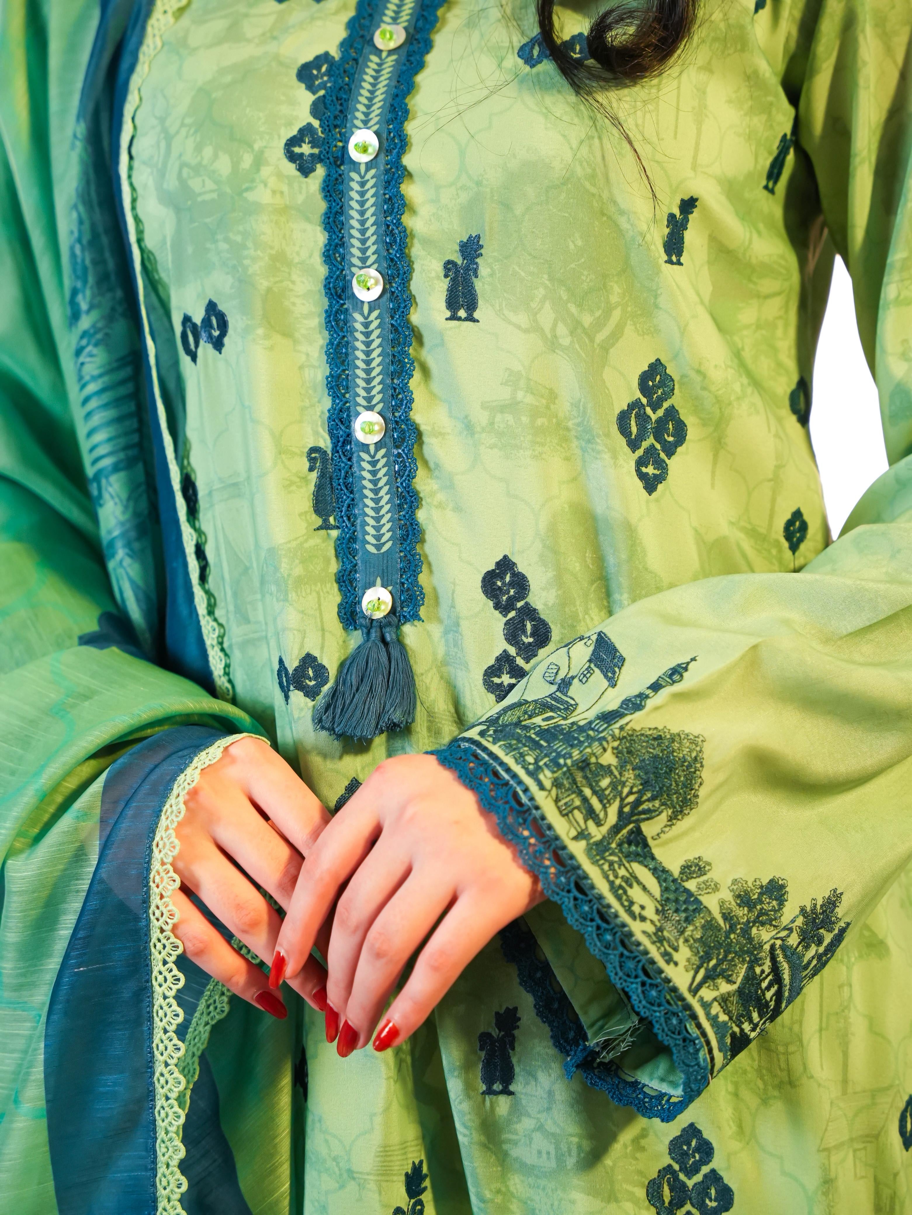 HOORAINS PRET EMBROIDERED LAWN - 3 PC STITCHED