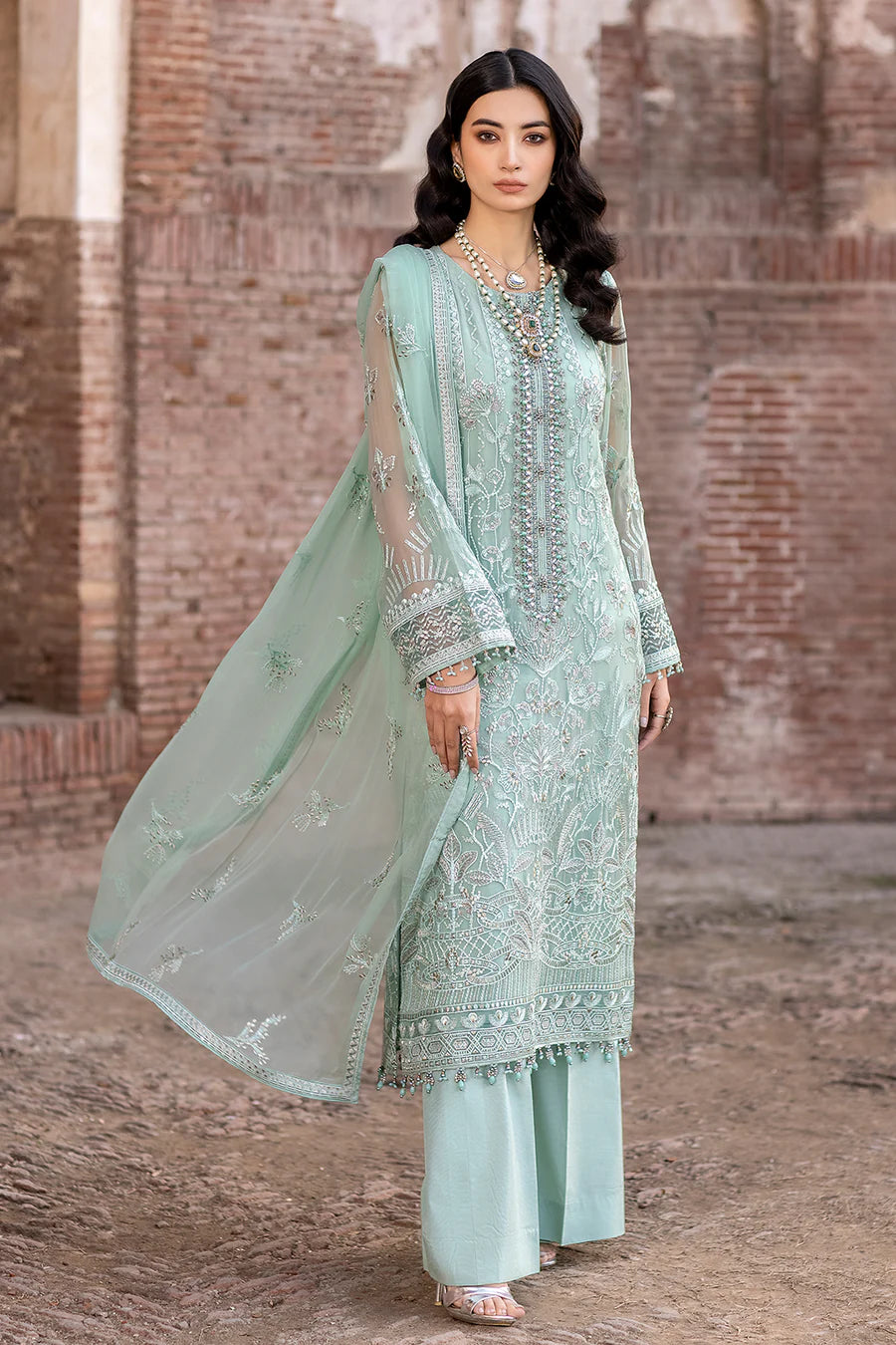 SAFEERA LUXURY WEDDING EMBROIDERED SEMI PURE CHIFFON - 3 PC UNSTITCHED