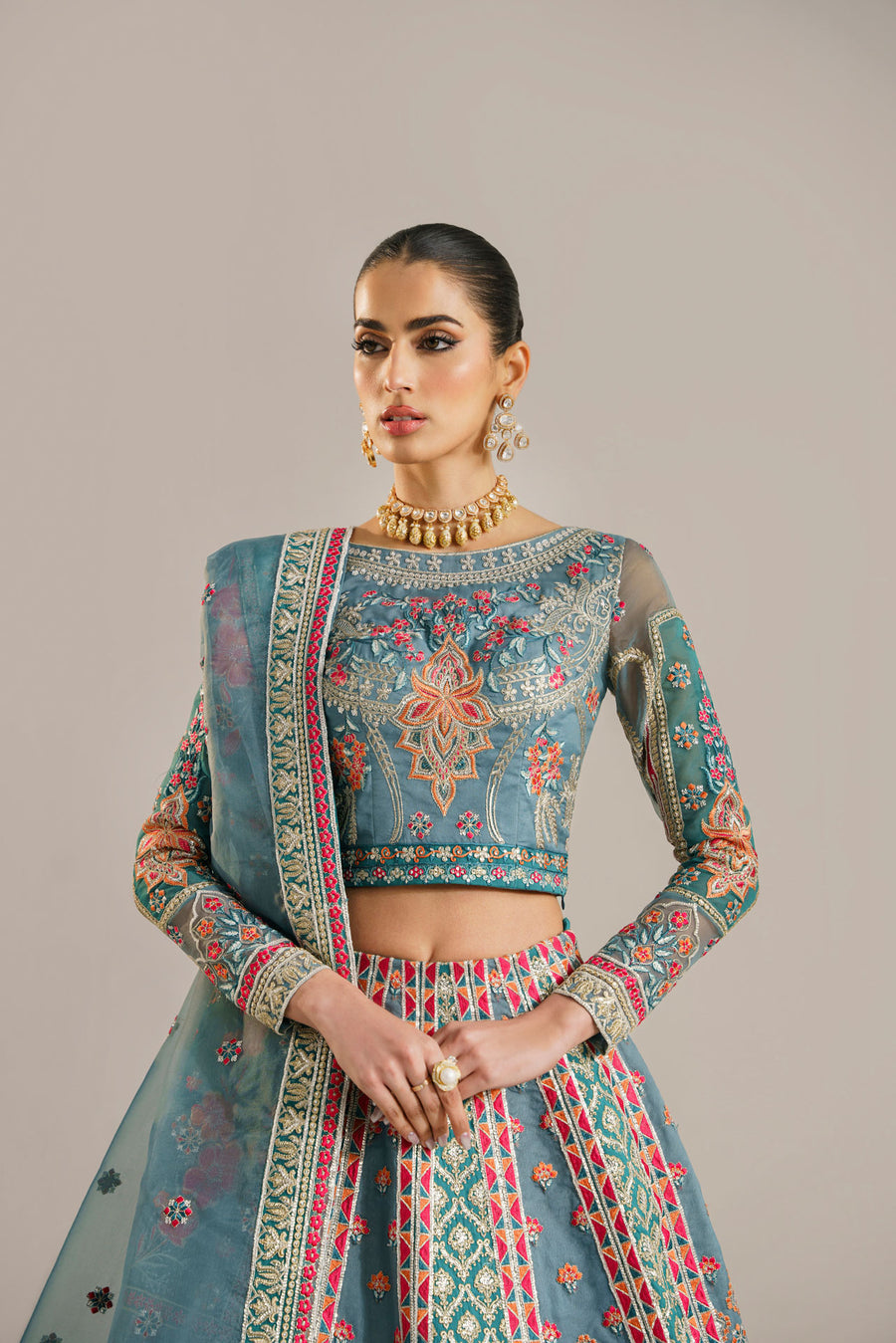 AKBAR ASLAM LAJWANTI LUXURY WEDDING EMBROIDERED ORGANZA MAXI - 3 PC UNSTITCHED
