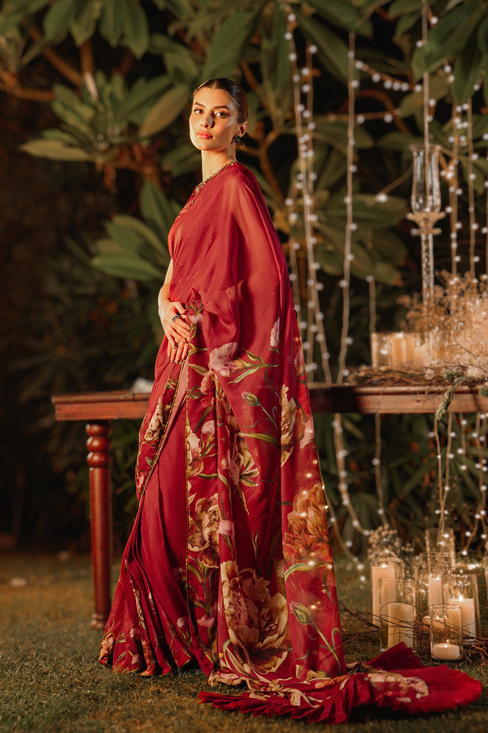 LULUSAR LUXURY DIGITAL PRINTED SILK SAREE - 3 PC UNSTITCHED