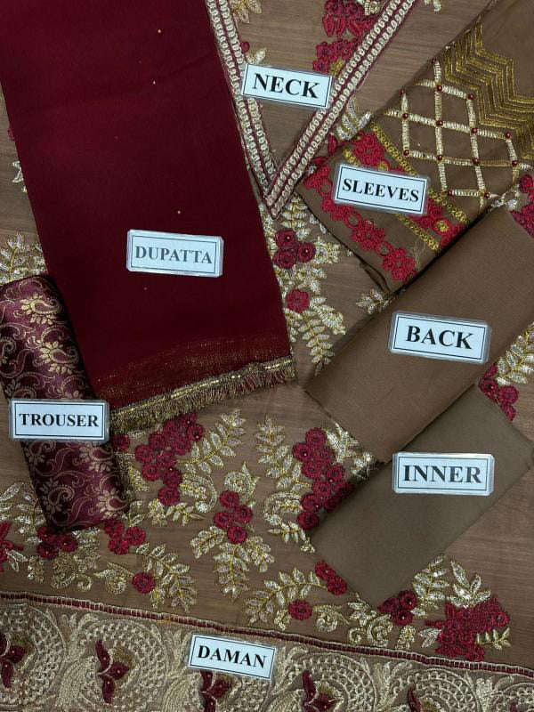 BAROQUE LUXURY EMBROIDERED CHIFFON - 3 PC UNSTITCHED