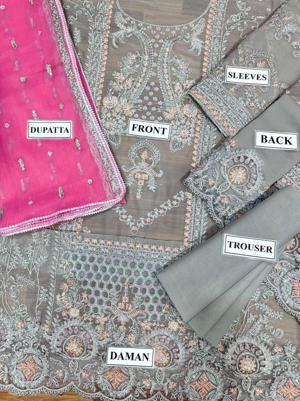 MARYUM & MARIA LUXURY EMBROIDERED CHIFFON - 3 PC UNSTITCHED