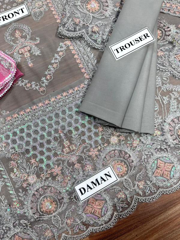 MARYUM & MARIA LUXURY EMBROIDERED CHIFFON - 3 PC UNSTITCHED