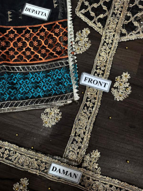 QALAMKAR LUXURY EMBROIDERED CHIFFON - 3 PC UNSTITCHED
