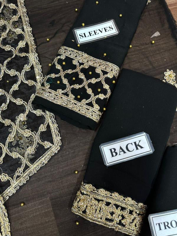 QALAMKAR LUXURY EMBROIDERED CHIFFON - 3 PC UNSTITCHED