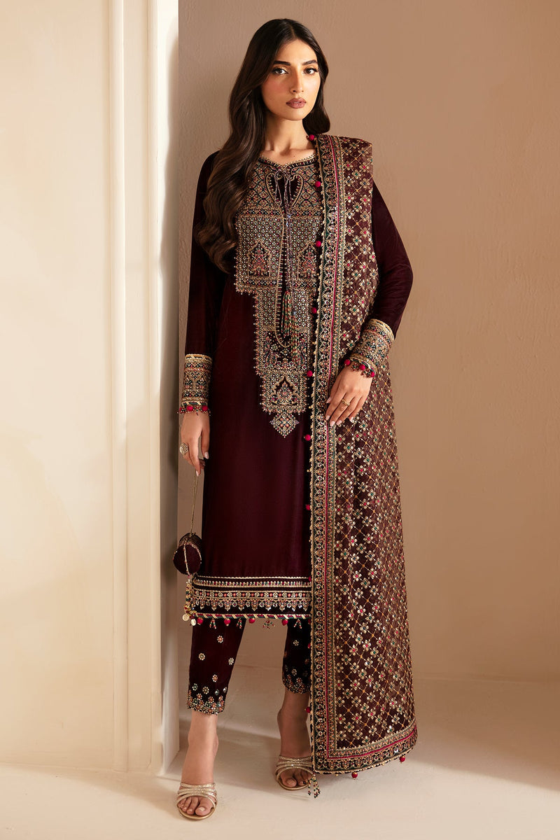 JAZMIN LUXURY EMBROIDERED VELVET - 3 PC UNSTITCHED