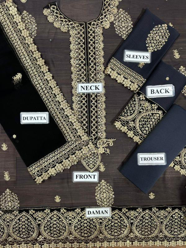 ASIM JOFA EMBROIDERED CHIFFON - 3 PC UNSTITCHED