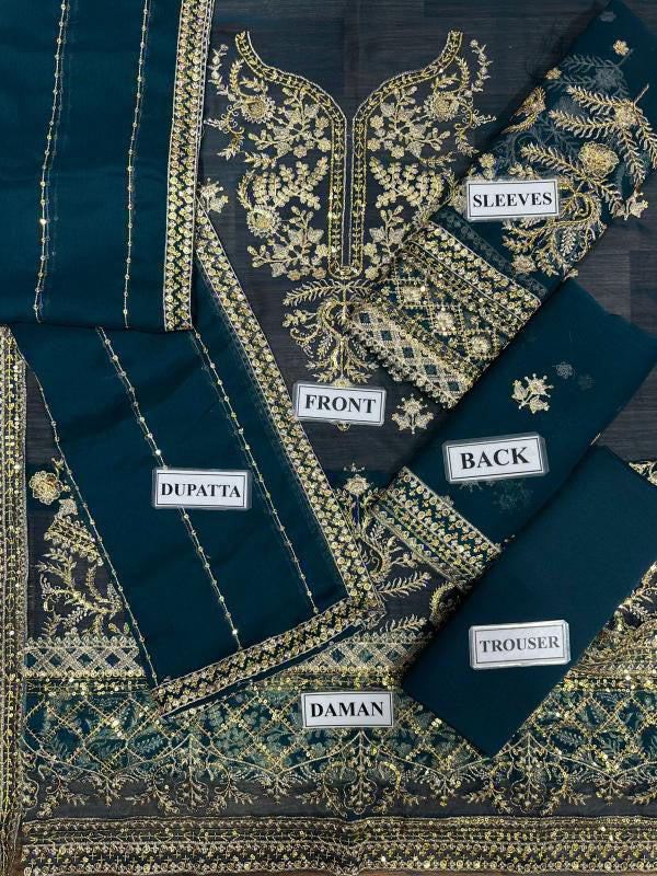 ASIM JOFA EMBROIDERED CHIFFON - 3 PC UNSTITCHED