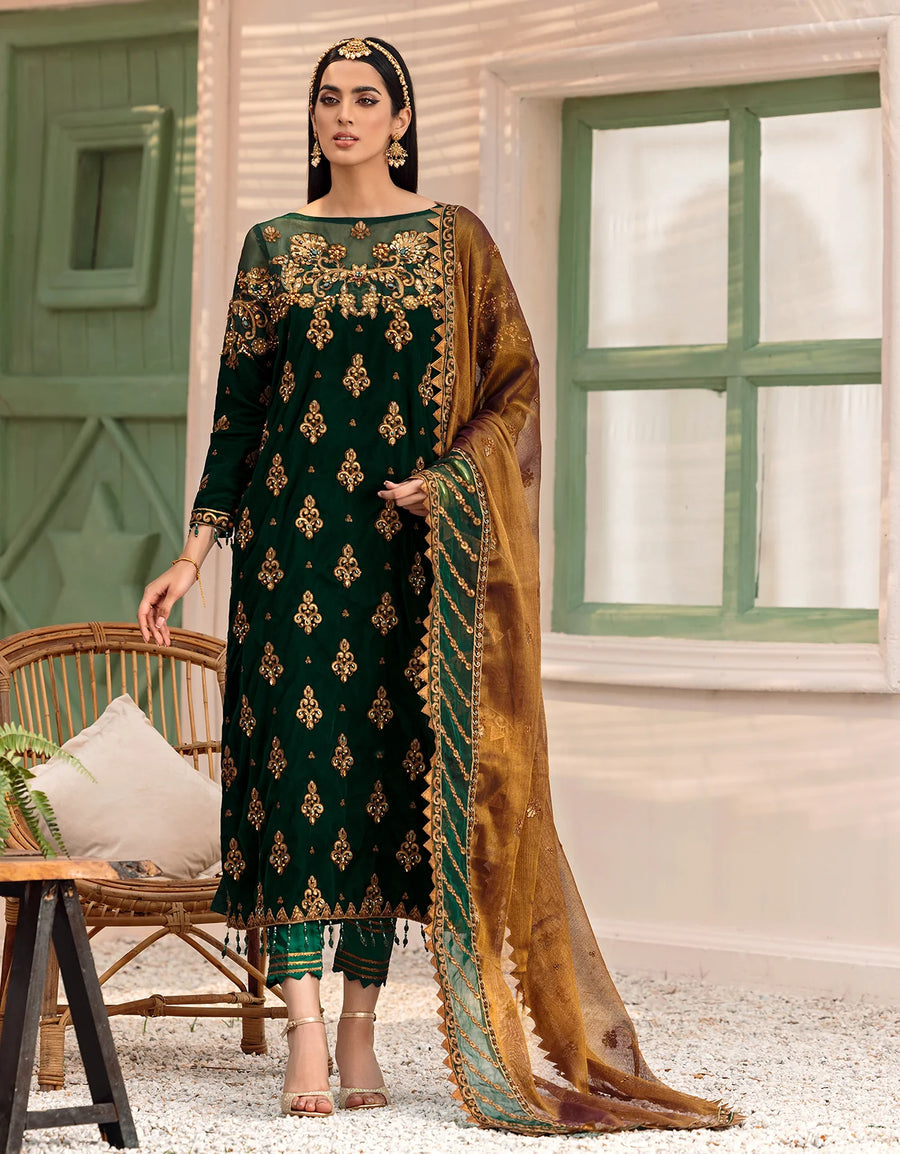 EMAAN ADEEL MAKHMAL 9000 MICRO VELVET EMBROIDERED - 3 PC UNSTITCHED