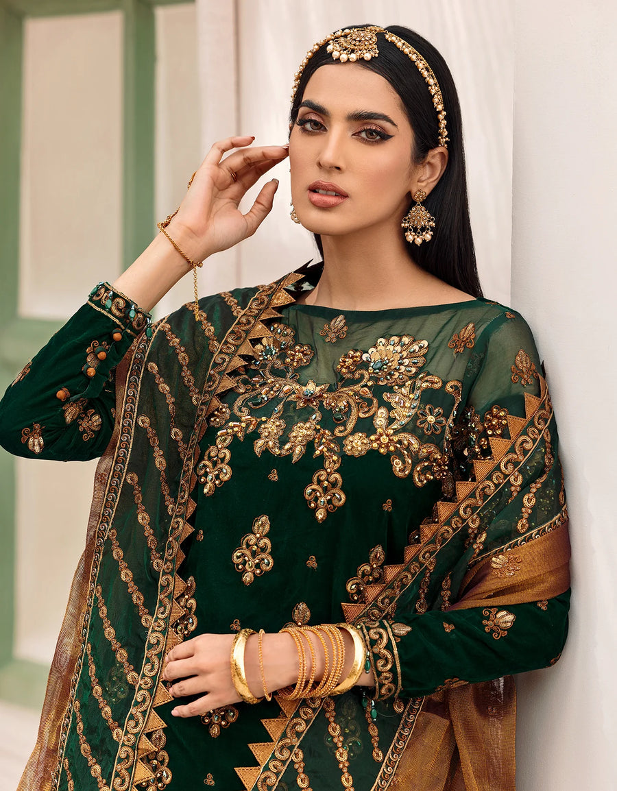 EMAAN ADEEL MAKHMAL 9000 MICRO VELVET EMBROIDERED - 3 PC UNSTITCHED