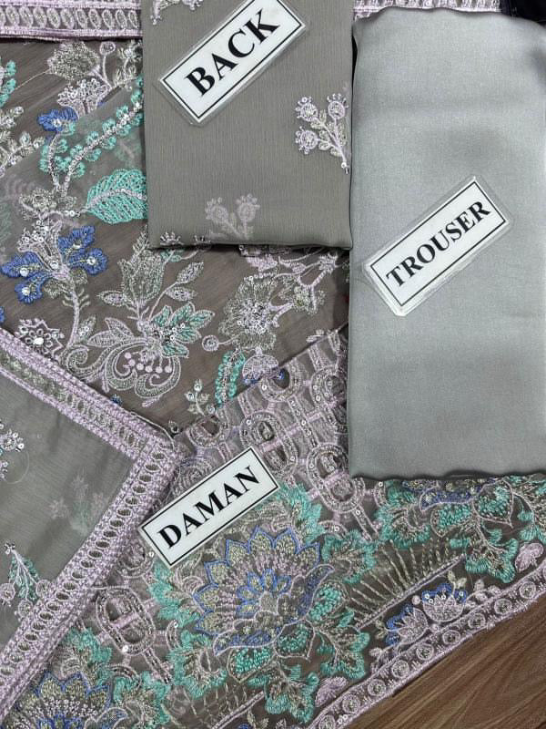 LAVISH PREMIUM LUXURY WEDDING EMBROIDERED CHIFFON - 3 PC UNSTITCHED