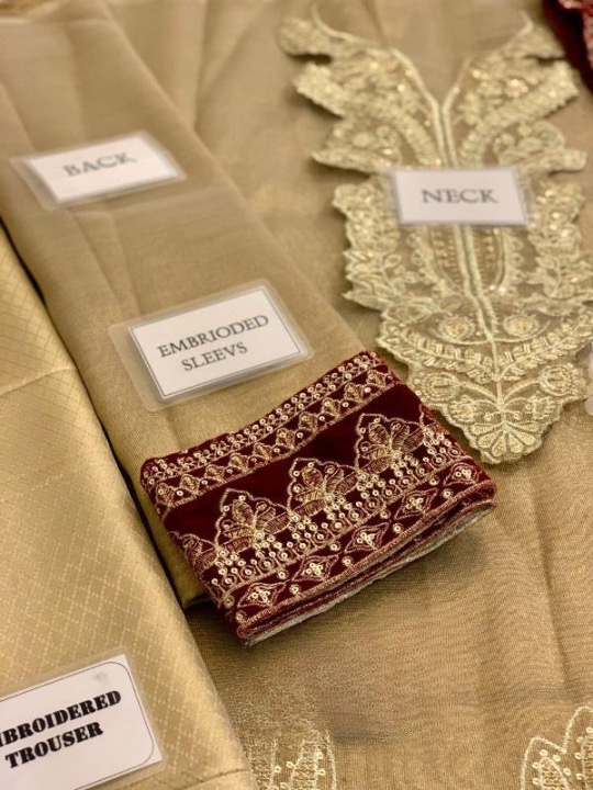 ZAINAB CHOTTANI EMBROIDERED ZARI ORGANZA VELVET - 3 PC UNSTITCHED