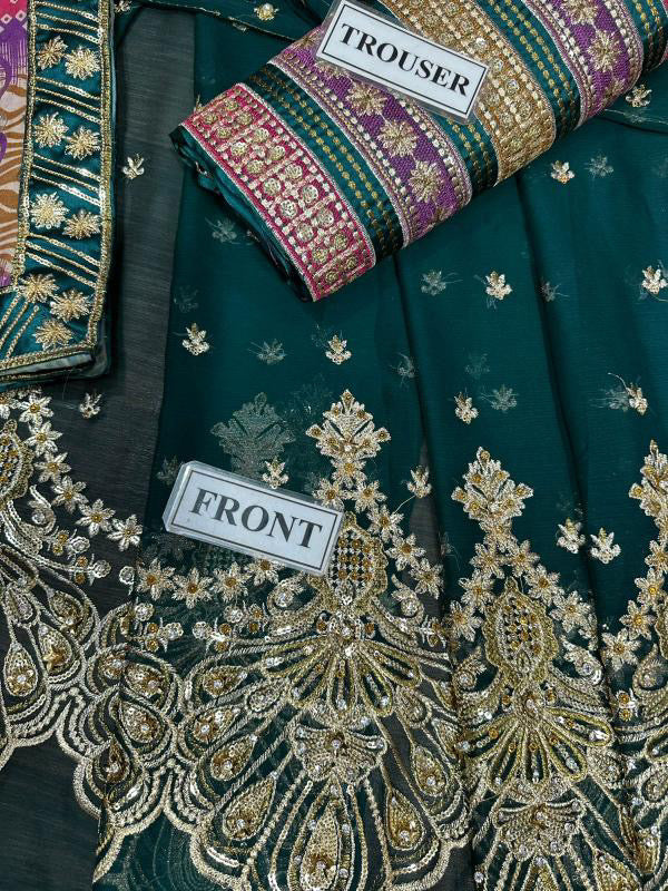 JAZMIN LUXURY EMBROIDERED CHIFFON - 3 PC UNSTITCHED