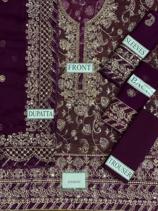 ASIM JOFA EMBROIDERED CHIFFON - 3 PC UNSTITCHED