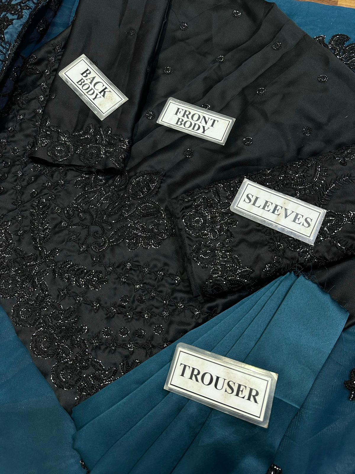 ASIM JOFA LUXURY WEDDING EMBROIDERED CHIFFON SAREE - 3 PC UNSTITCHED