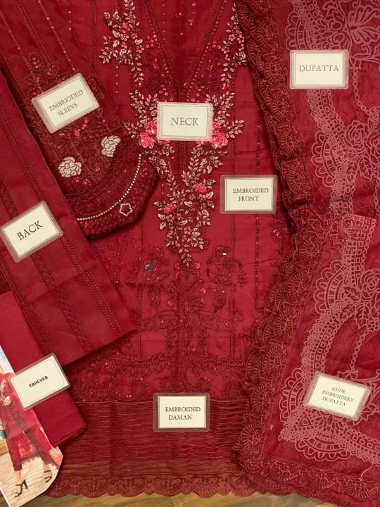 MARIA B LUXURY EMBROIDERED ORGANZA - 3 PC UNSTITCHED