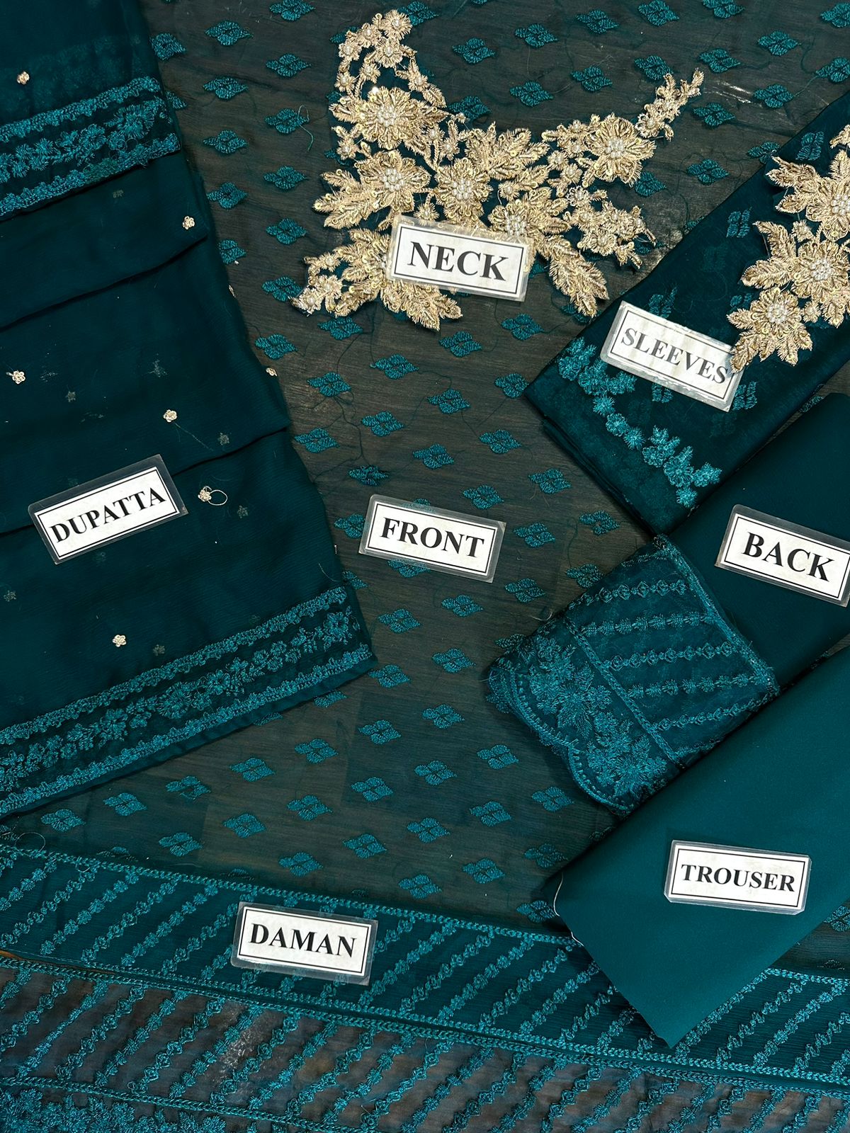 AZURE LUXURY EMBROIDERED CHIFFON - 3 PC UNSTITCHED
