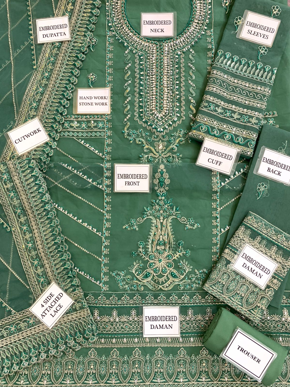 AFROZEH LA FUCHSIA FORMALS EMBROIDERED PURE ORGANZA - 3 PC UNSTITCHED