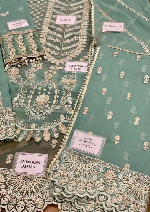 AFROZEH SHENHAI CHIFFON WEDDING EMBROIDERED - 3 PC UNSTITCHED