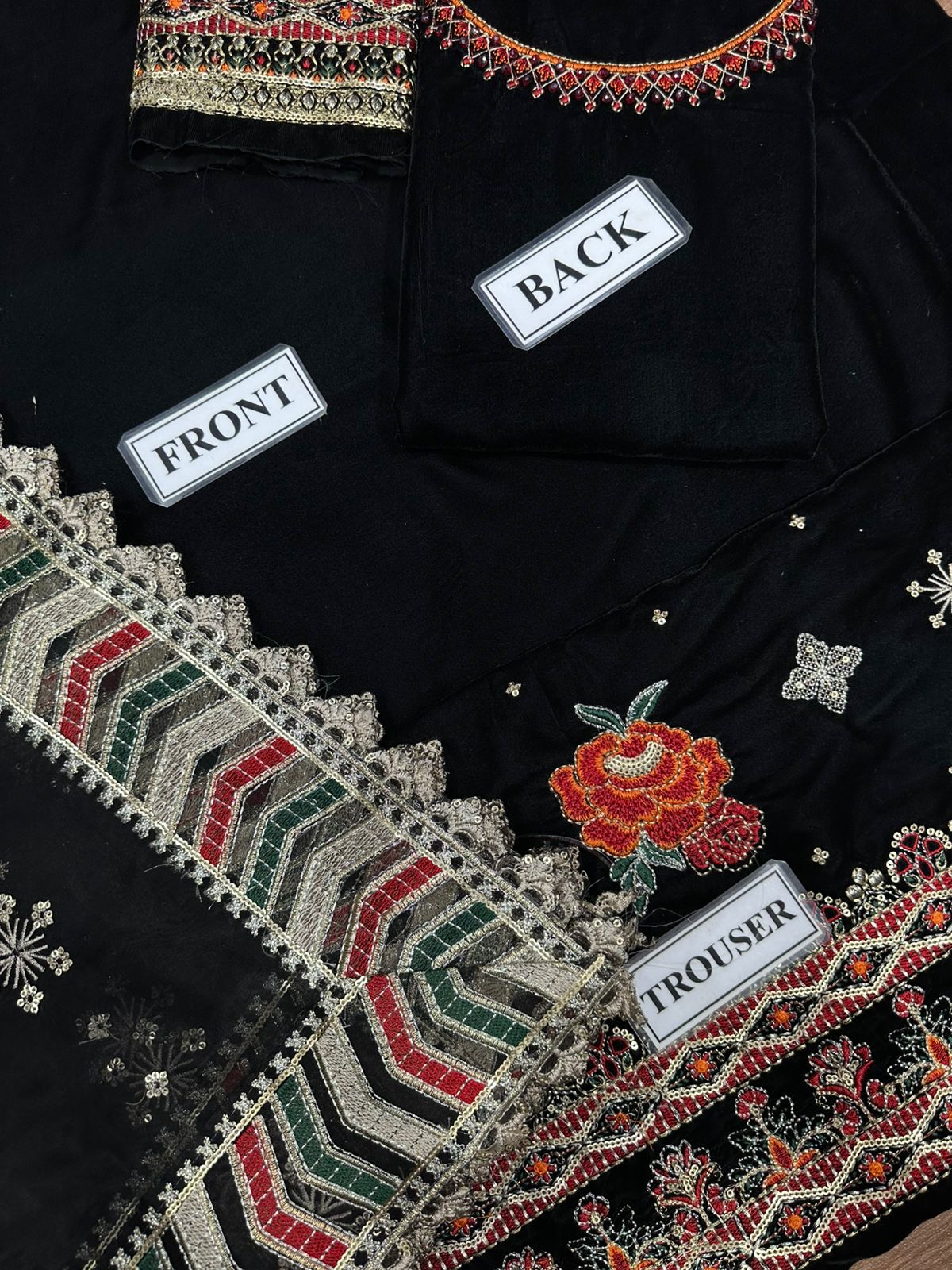 BAROQUE LUXURY EMBROIDERED VELVET - 3 PC UNSTITCHED