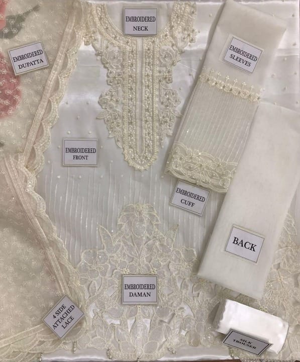 BAROQUE LUXURY EMBROIDERED ORGANZA - 3 PC UNSTITCHED