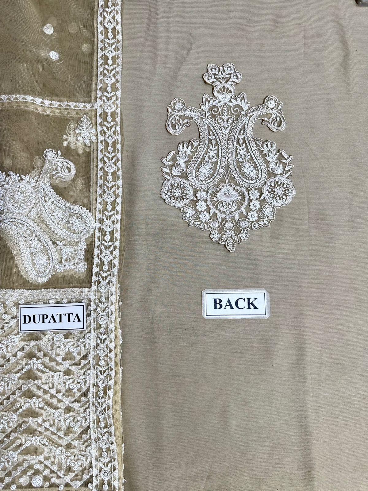 BAROQUE LUXURY EMBROIDERED SEMI PURE CHIFFON - 3 PC UNSTITCHED