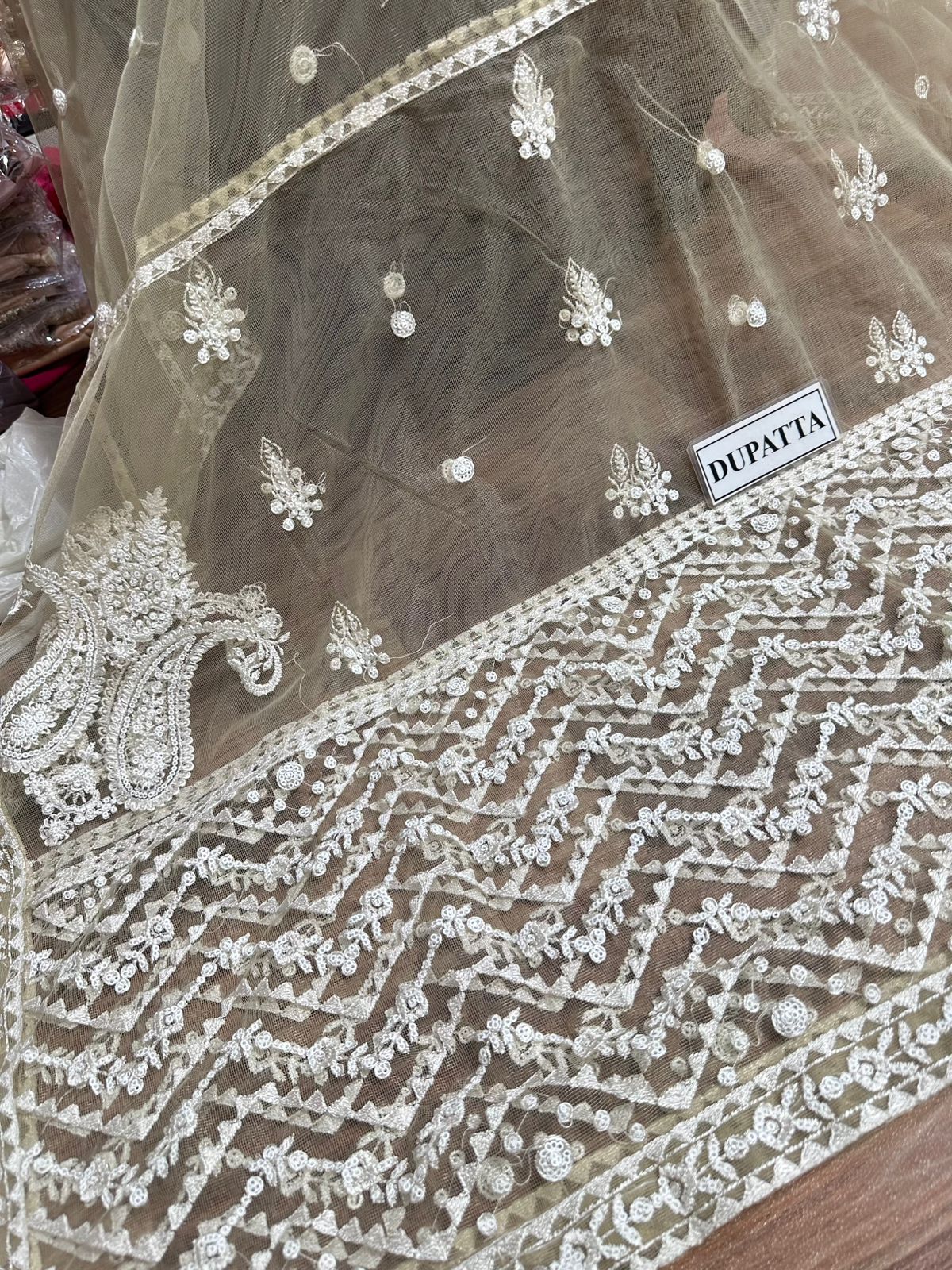 BAROQUE LUXURY EMBROIDERED SEMI PURE CHIFFON - 3 PC UNSTITCHED