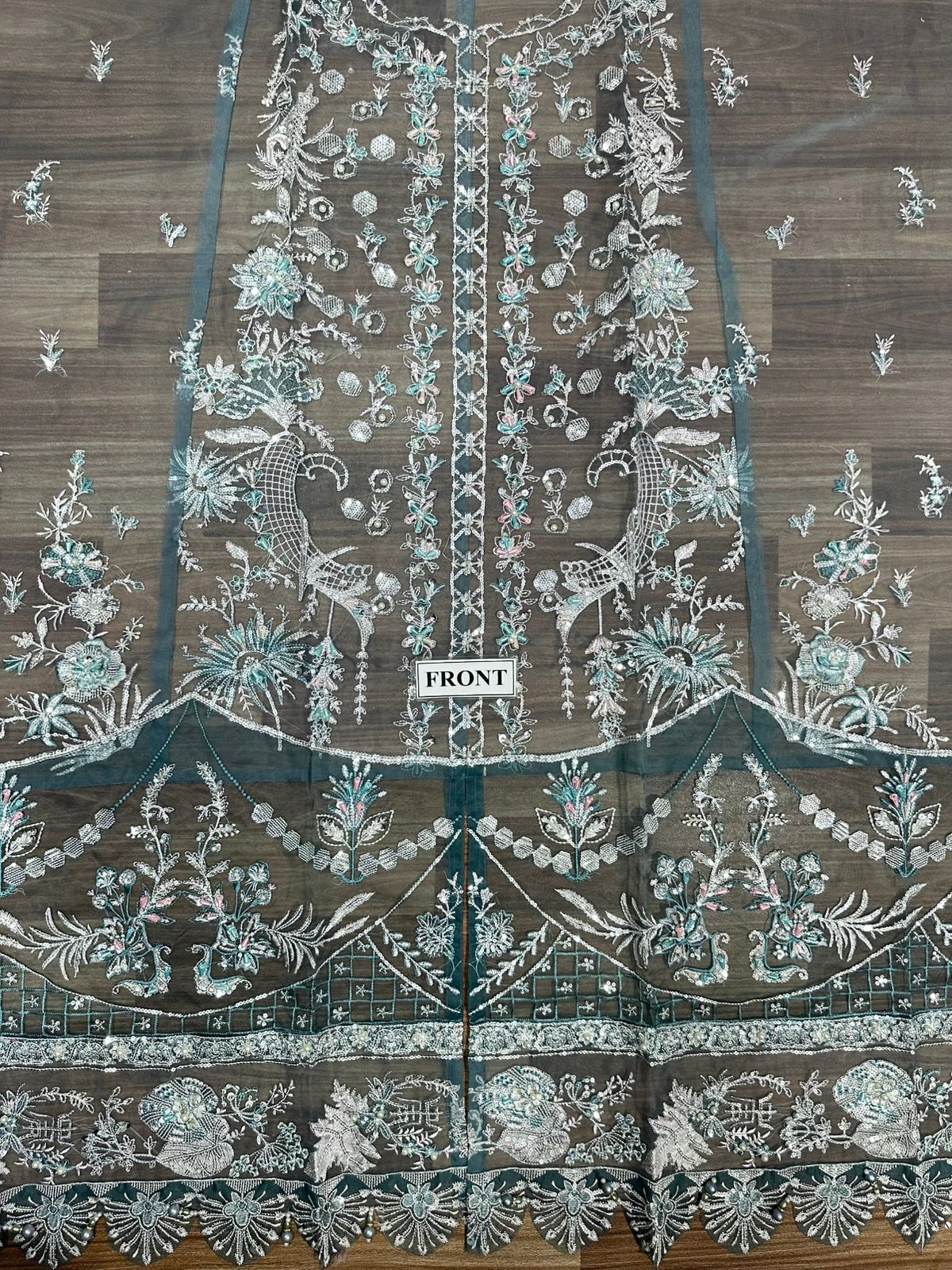 ABBAS JAMIL LUXURY EMBROIDERED ORGANZA - 3 PC UNSTITCHED