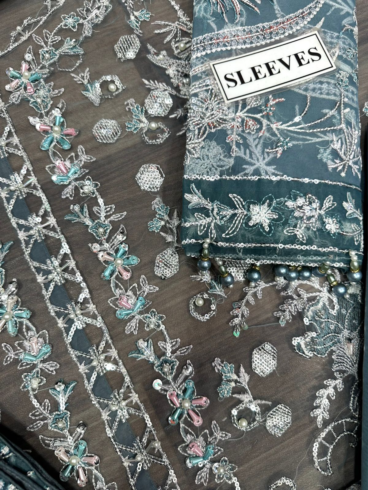 ABBAS JAMIL LUXURY EMBROIDERED ORGANZA - 3 PC UNSTITCHED