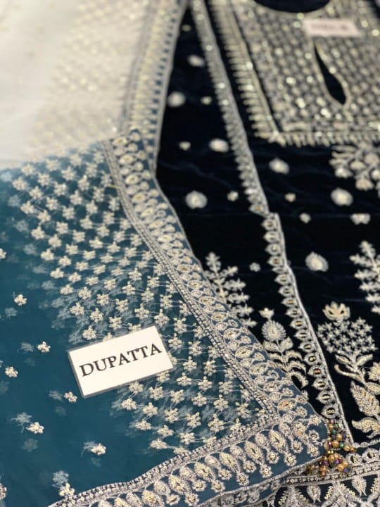 JAZMIN LUXURY EMBROIDERED VELVET - 3 PC UNSTITCHED