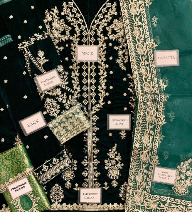 QALAMKAR LUXURY EMBROIDERED VELVET - 3 PC UNSTITCHED