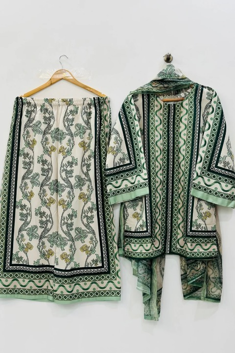 HOORAIN’S PRET DIGITAL PRINTED RAW SILK - 3 PC STITCHED