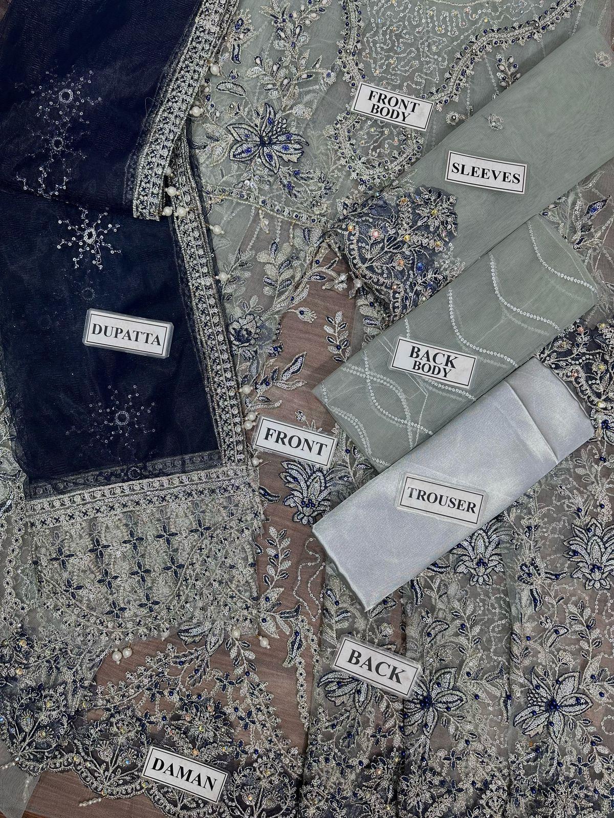 ELESHIA WEDDING EMBROIDERED NET MAXI - 3 PC UNSTITCHED