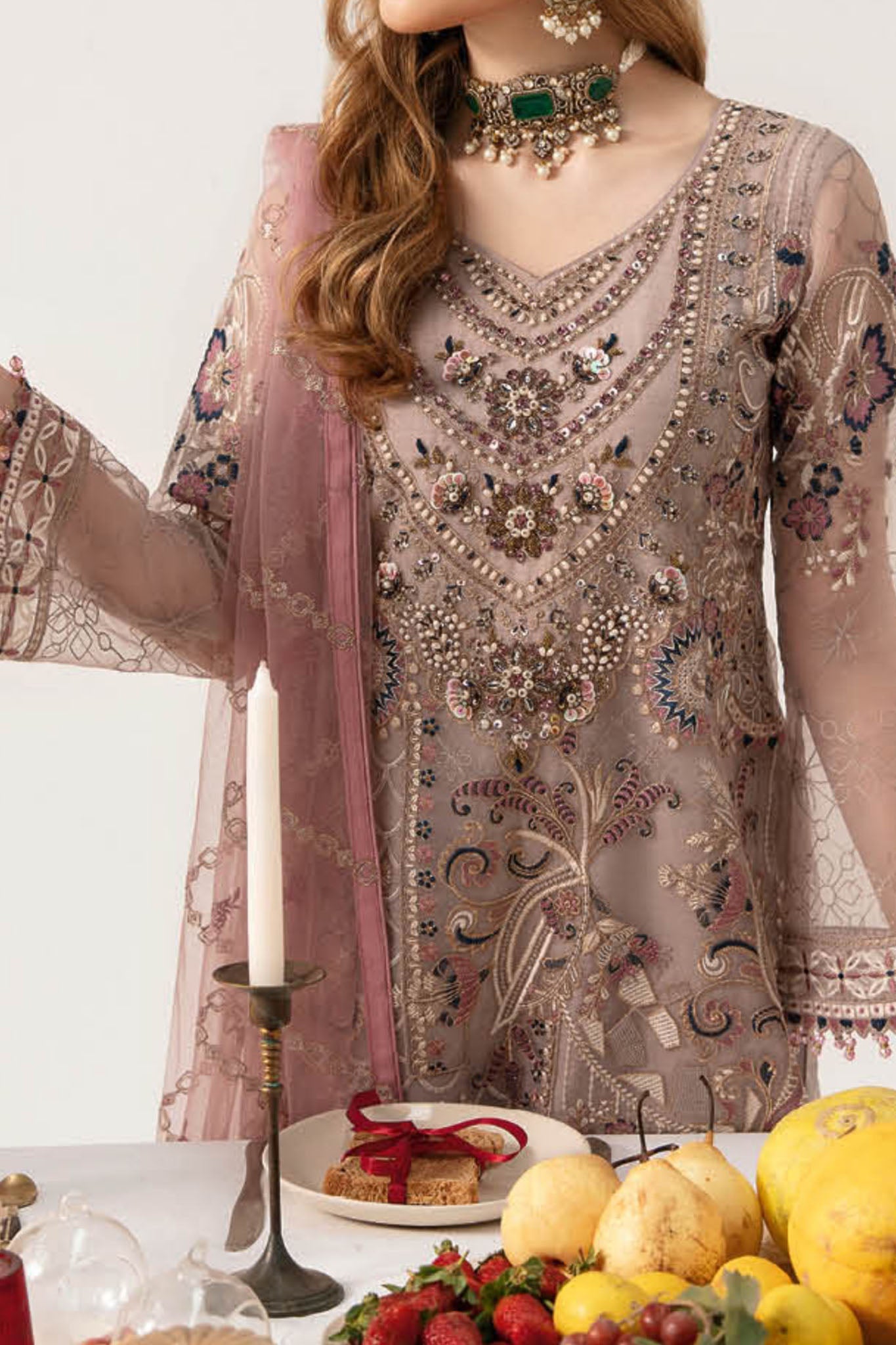 RAMSHA LUXURY EMBROIDERED CHIFFON - 3 PC UNSTITCHED