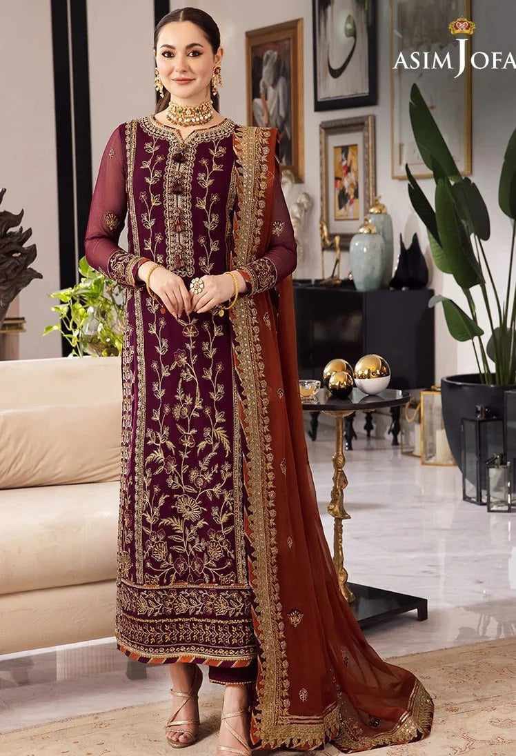 ASIM JOFA LUXURY CHIFFON EMBROIDERED 3 - PC UNSTITCHED