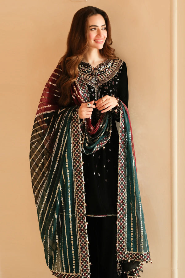 JAZMIN EMBROIDERED VELVET - 3 PC UNSTITCHED