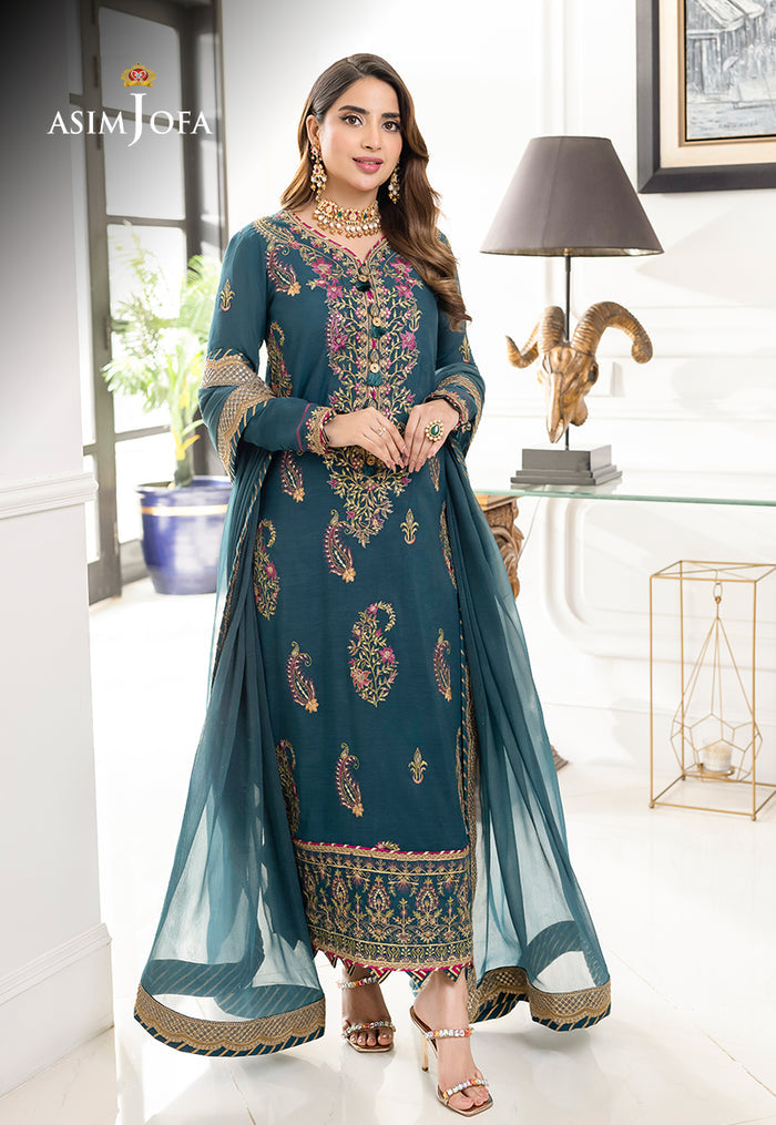 ASIM JOFA LUXURY WEDDING EMBROIDERED CHIFFON - 3 PC UNSTITCHED