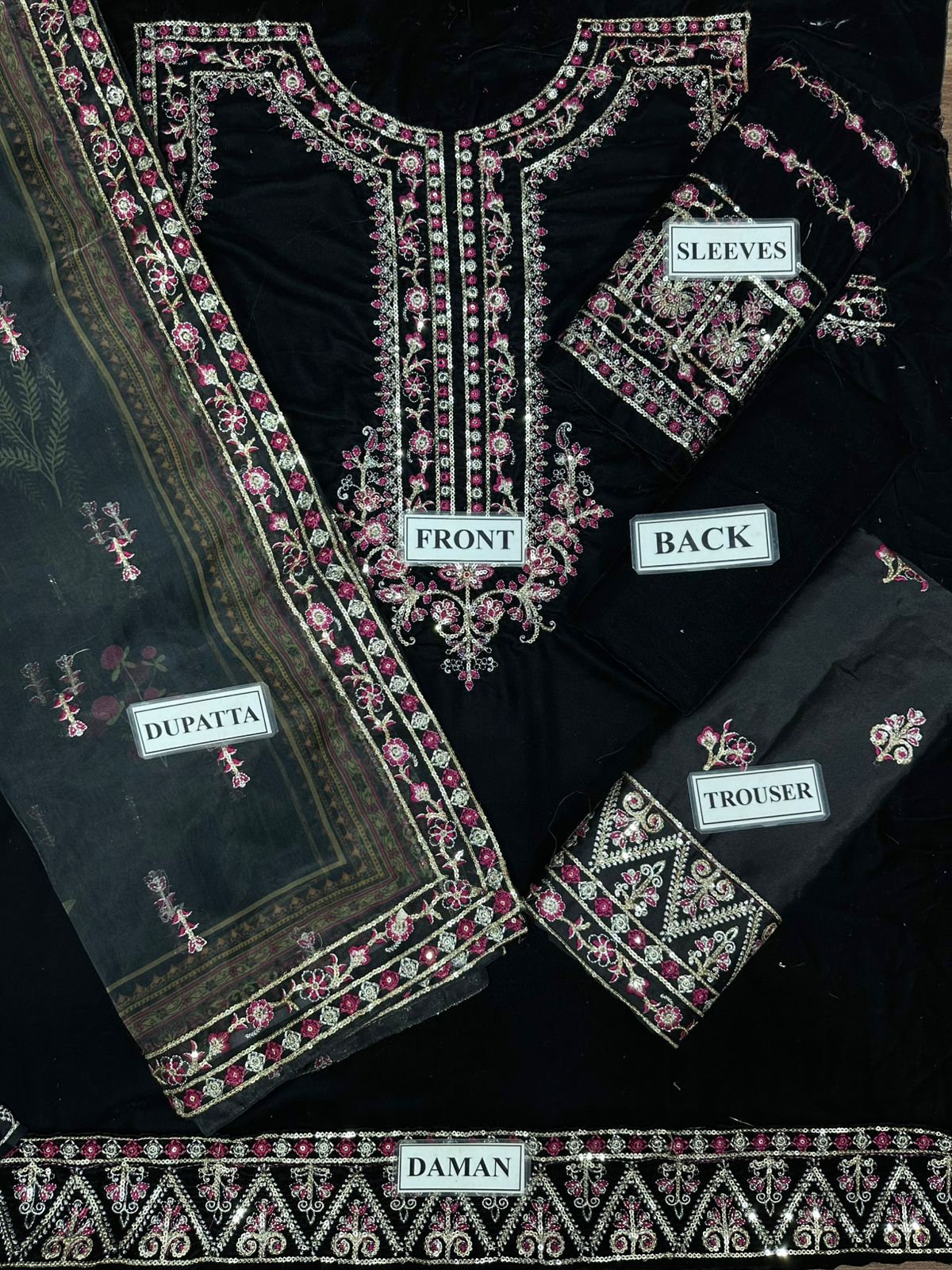 MOTIFZ LUXURY EMBROIDERED VELVET - 3 PC UNSTITCHED