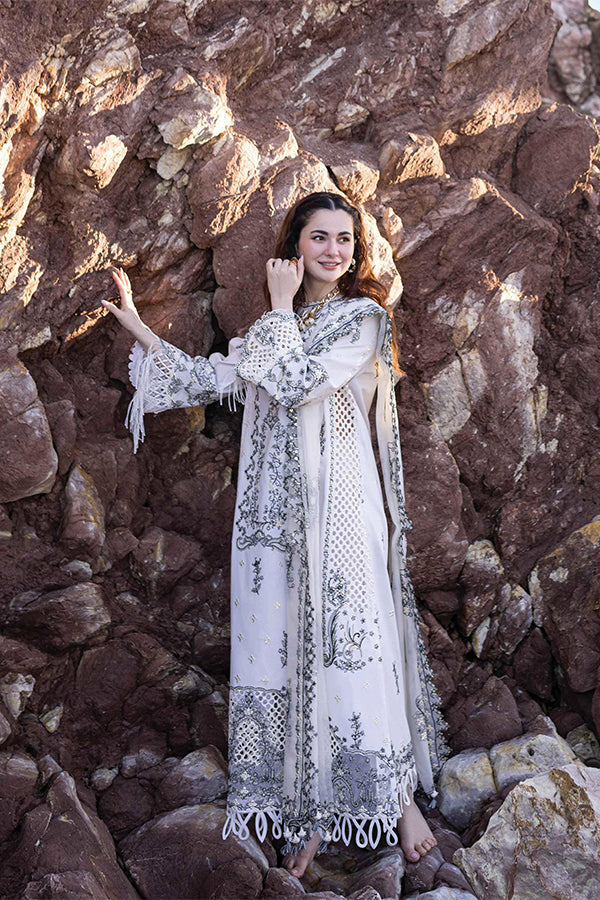 QALAMKAR LUXURY CHIKANKARI EMBROIDERED LAWN - 3 PC UNSTITCHED