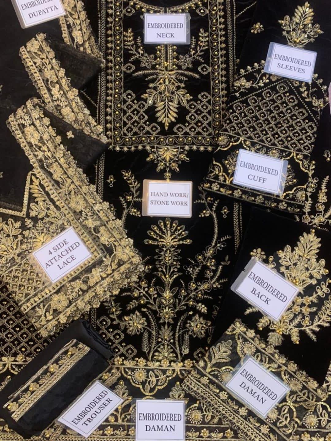 GULAAL LUXURY WEDDING EMBROIDERED VELVET - 3 PC UNSTITCHED