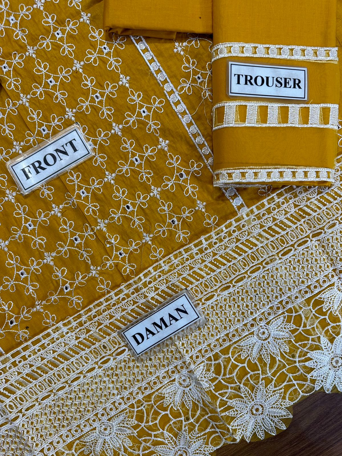 MUSHQ LUXURY EMBROIDERED CHIKANKARI LAWN - 3 PC UNSTITCHED SUIT