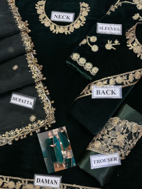 ZAFIRA LUXURY EMBROIDERED VALVET - 3 PC UNSTITCHED