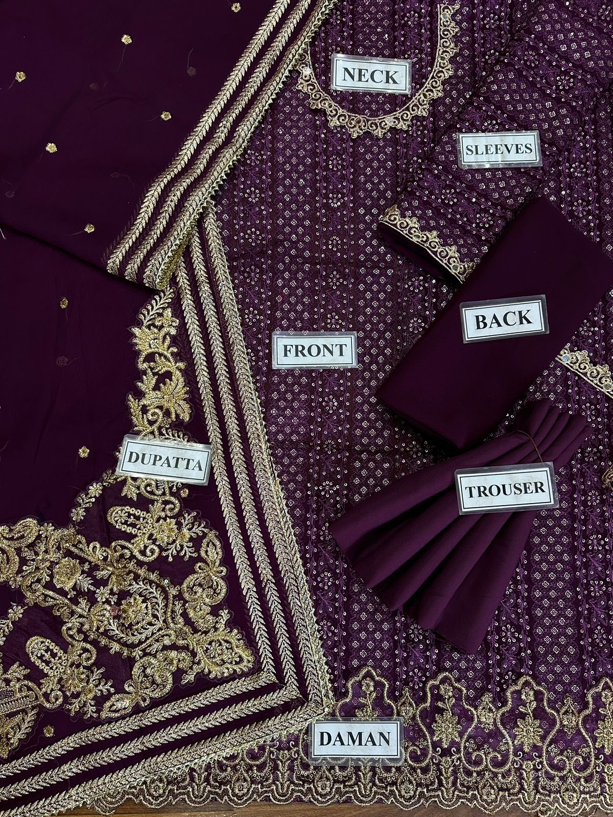 FAIZA SAQLAIN LUXURY EMBROIDERED SEMI PURE CHIFFON - 3 PC UNSTITCHED