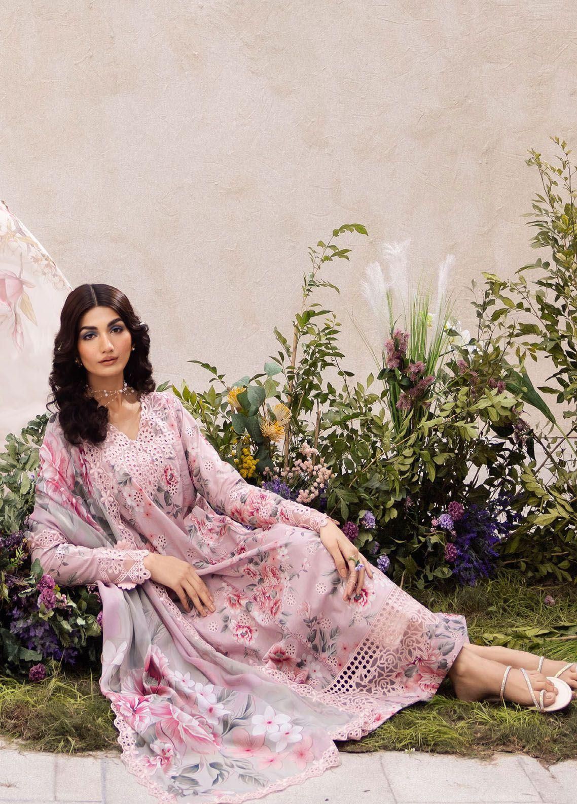 IZNIK LUXURY PRINTED EMBROIDERED CHIKANKARI LAWN - 3 PC UNSTITCHED