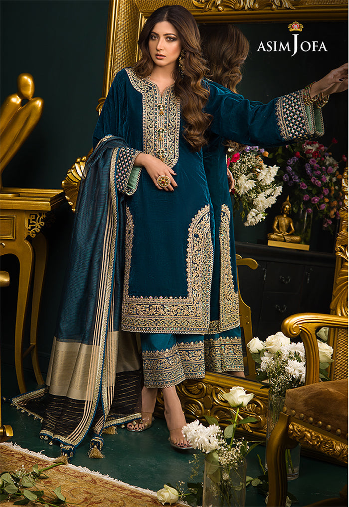 ASIM JOFA LUXURY WEDDING EMBROIDERED CHIFFON - 3 PC UNSTITCHED